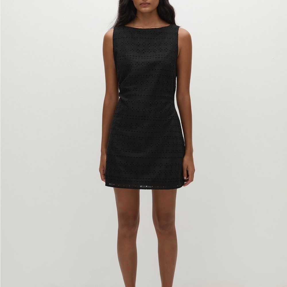 Sleeveless Black Eyelet Shift Dress - Faithfull